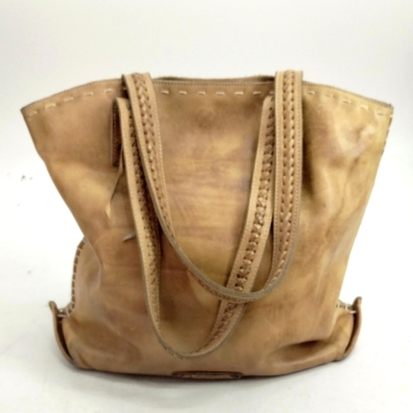 Bed Stu Tote Bag Tan Distressed Leather Whip Stitch - Picture 3 of 16